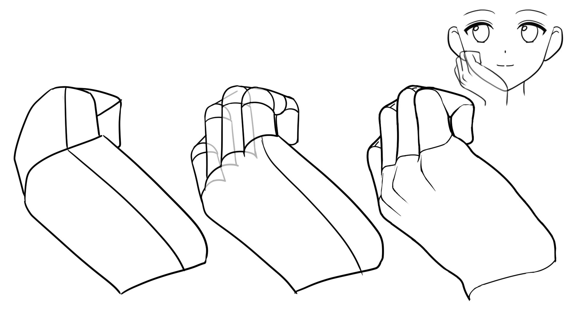 頬杖をするポーズの描き方