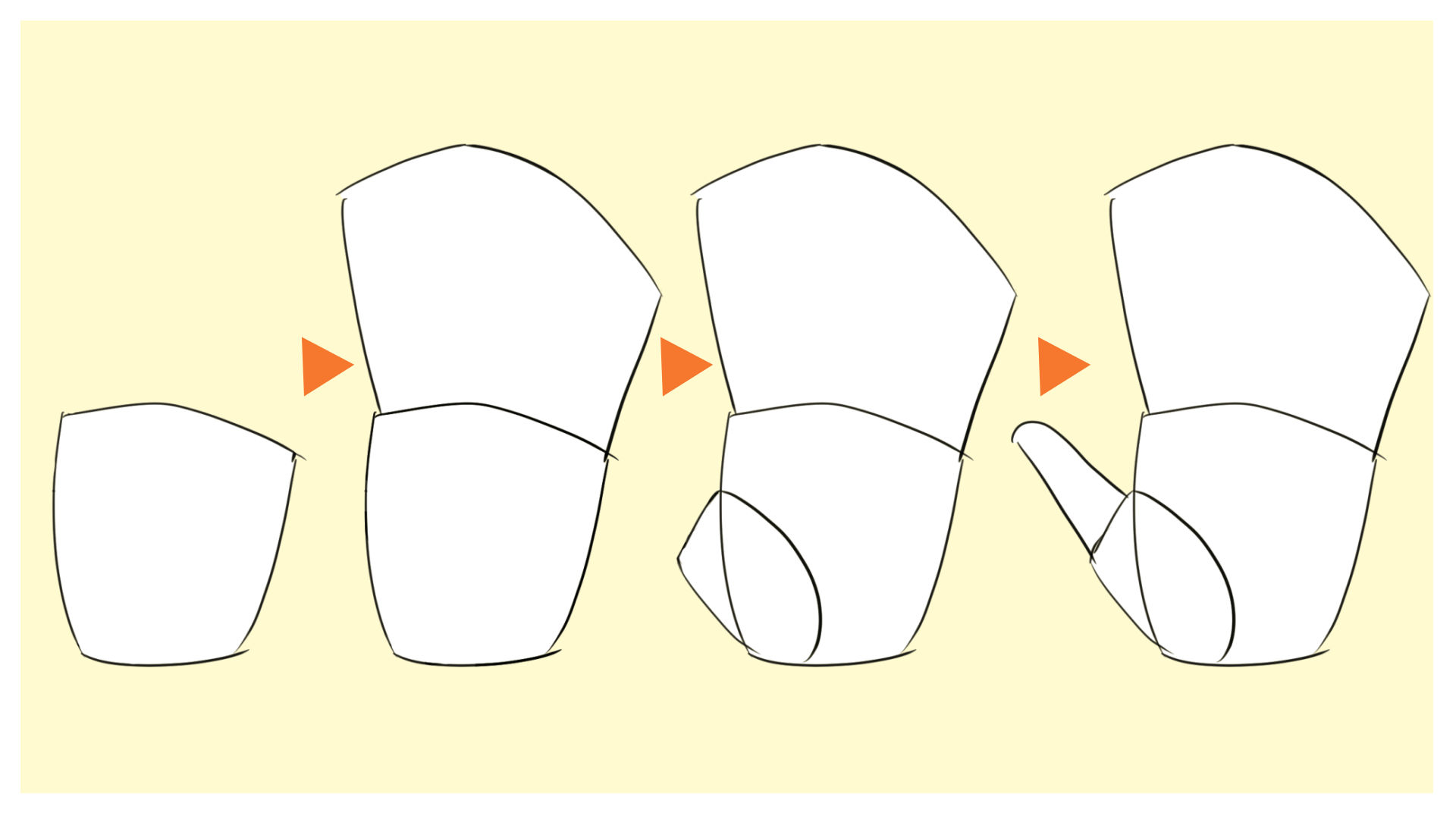 手をざっくりシルエットでアタリを描こう