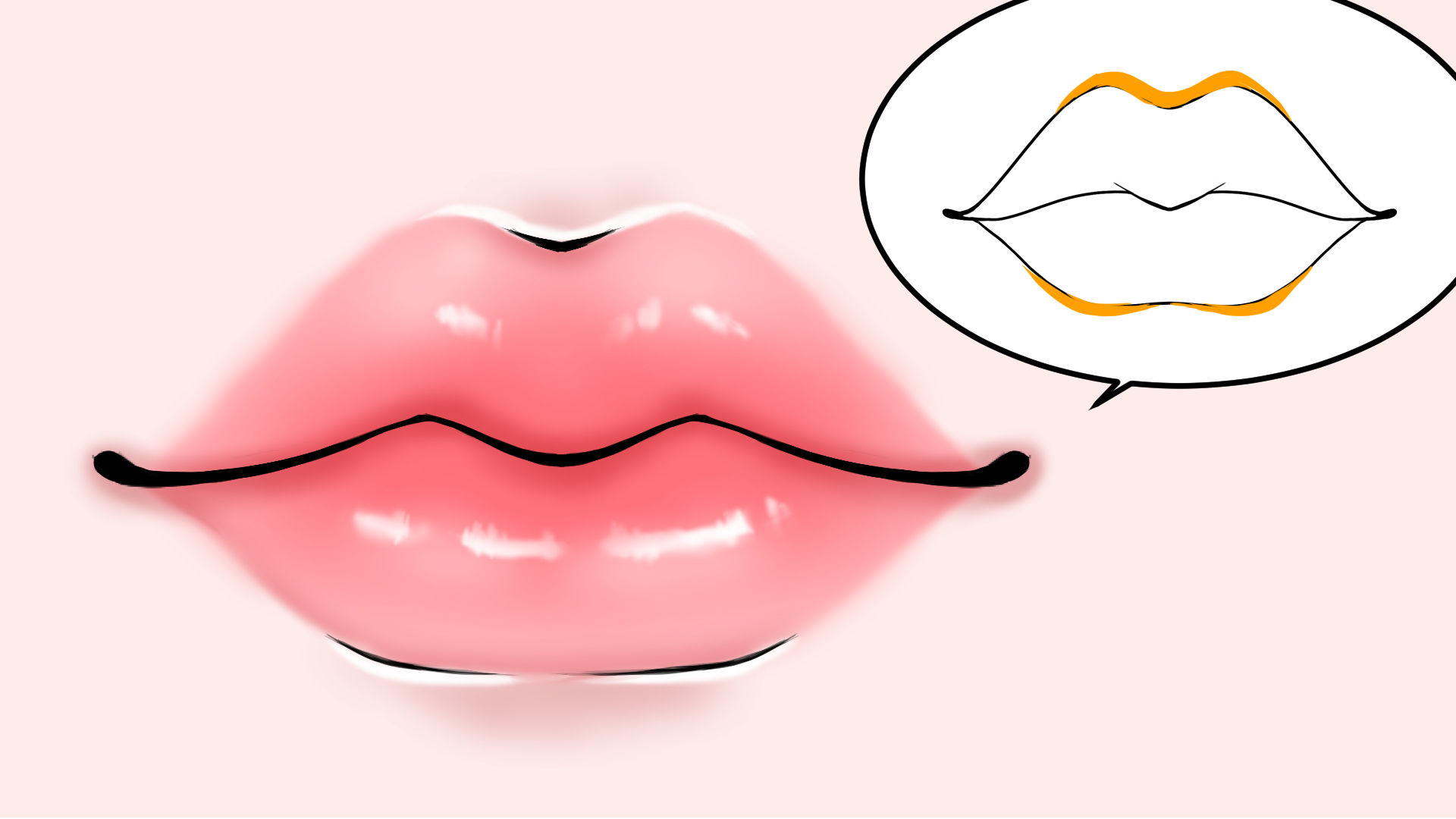 輪郭部分の上下にハイライトを入れる