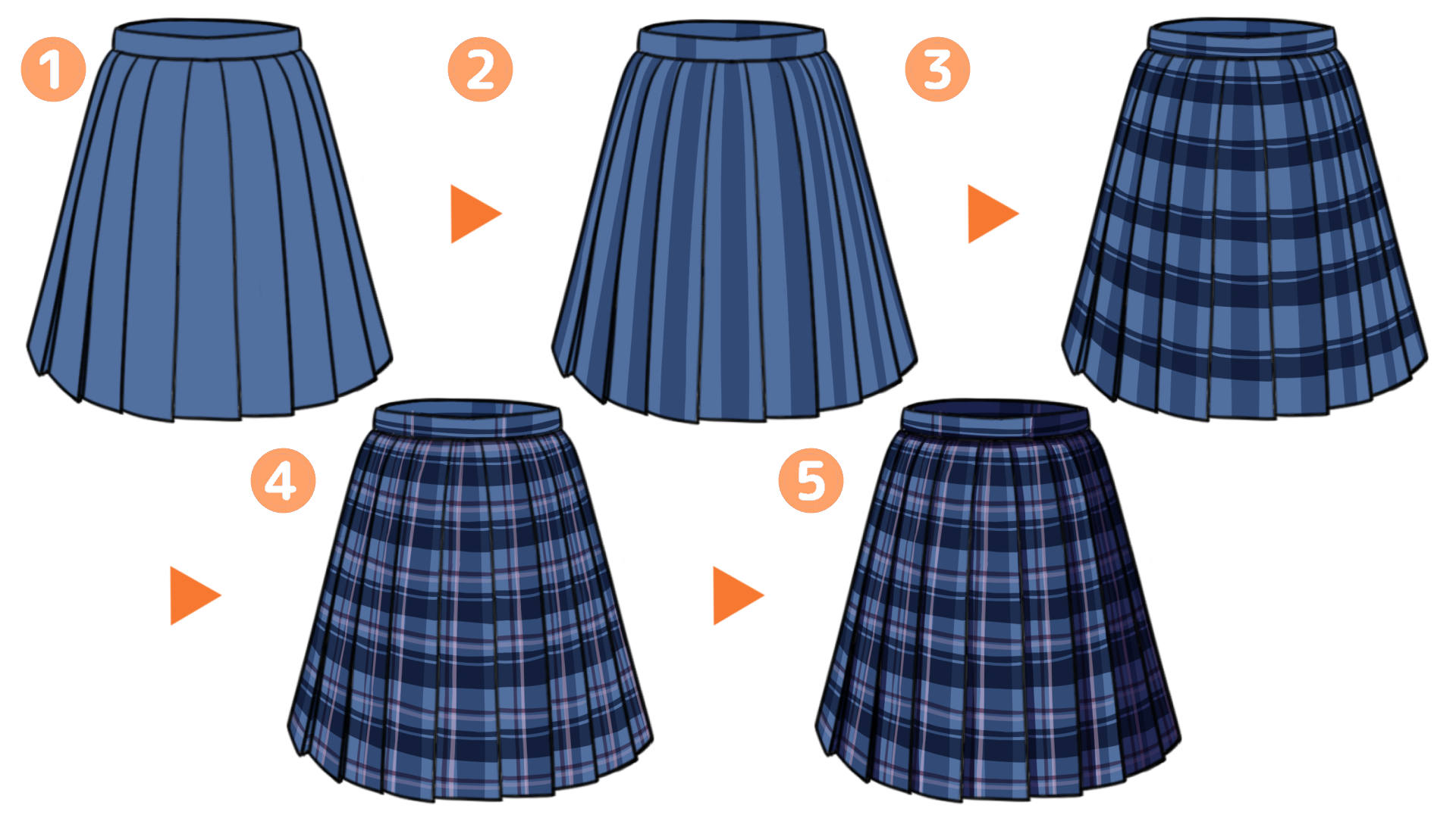 プリーツスカートを制服風チェックスカートにアレンジ