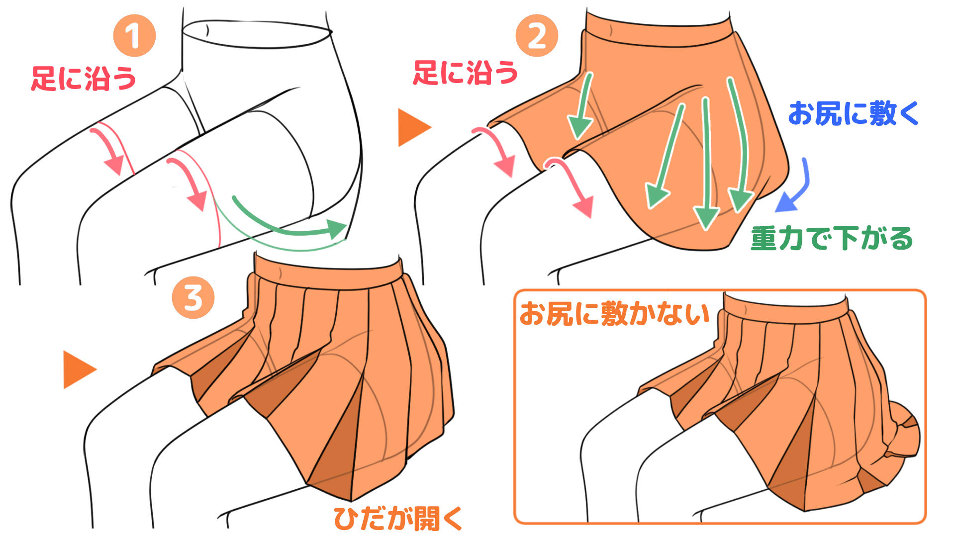 座った時のスカート