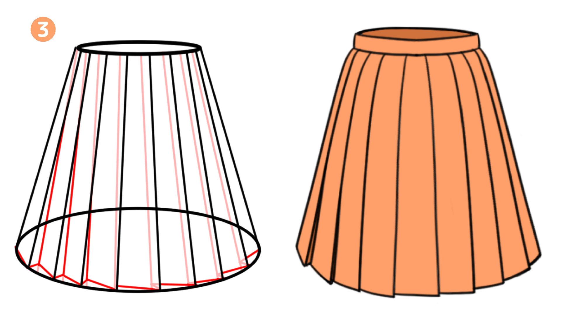 プリーツスカートの描き方