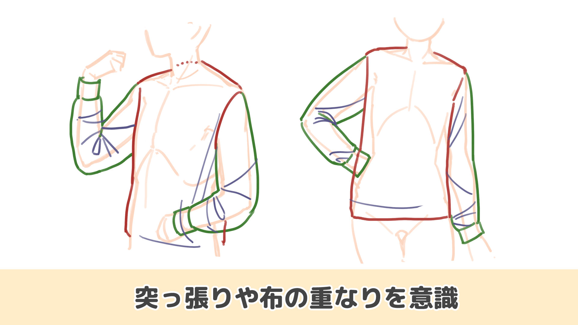 パーカーのシワを描こう