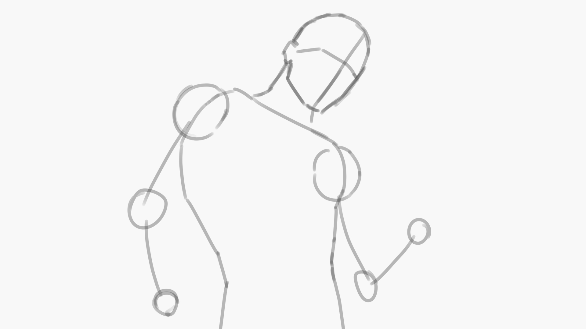 大雑把に丸で体格を描く