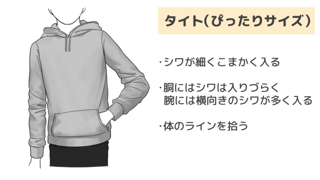 タイトなパーカーの特徴