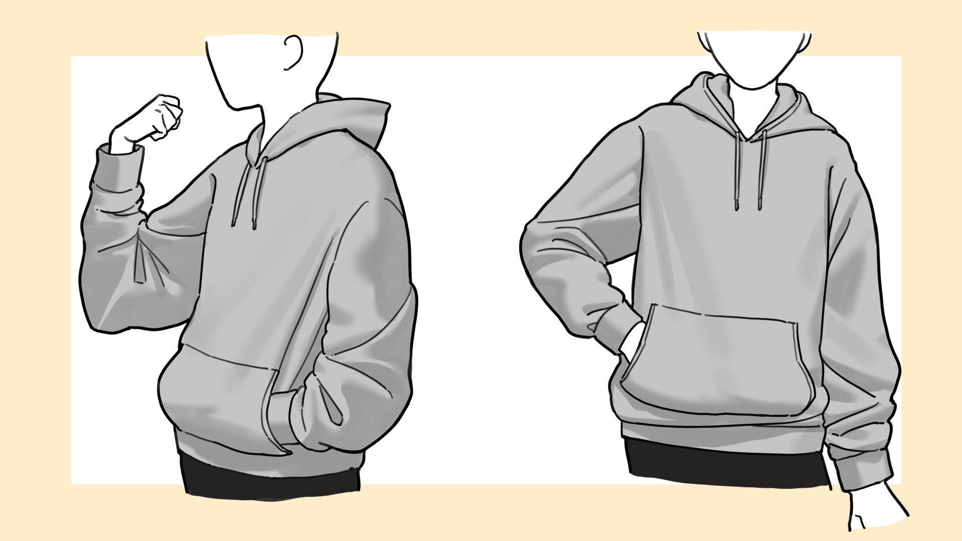 パーカーを描く手順を解説