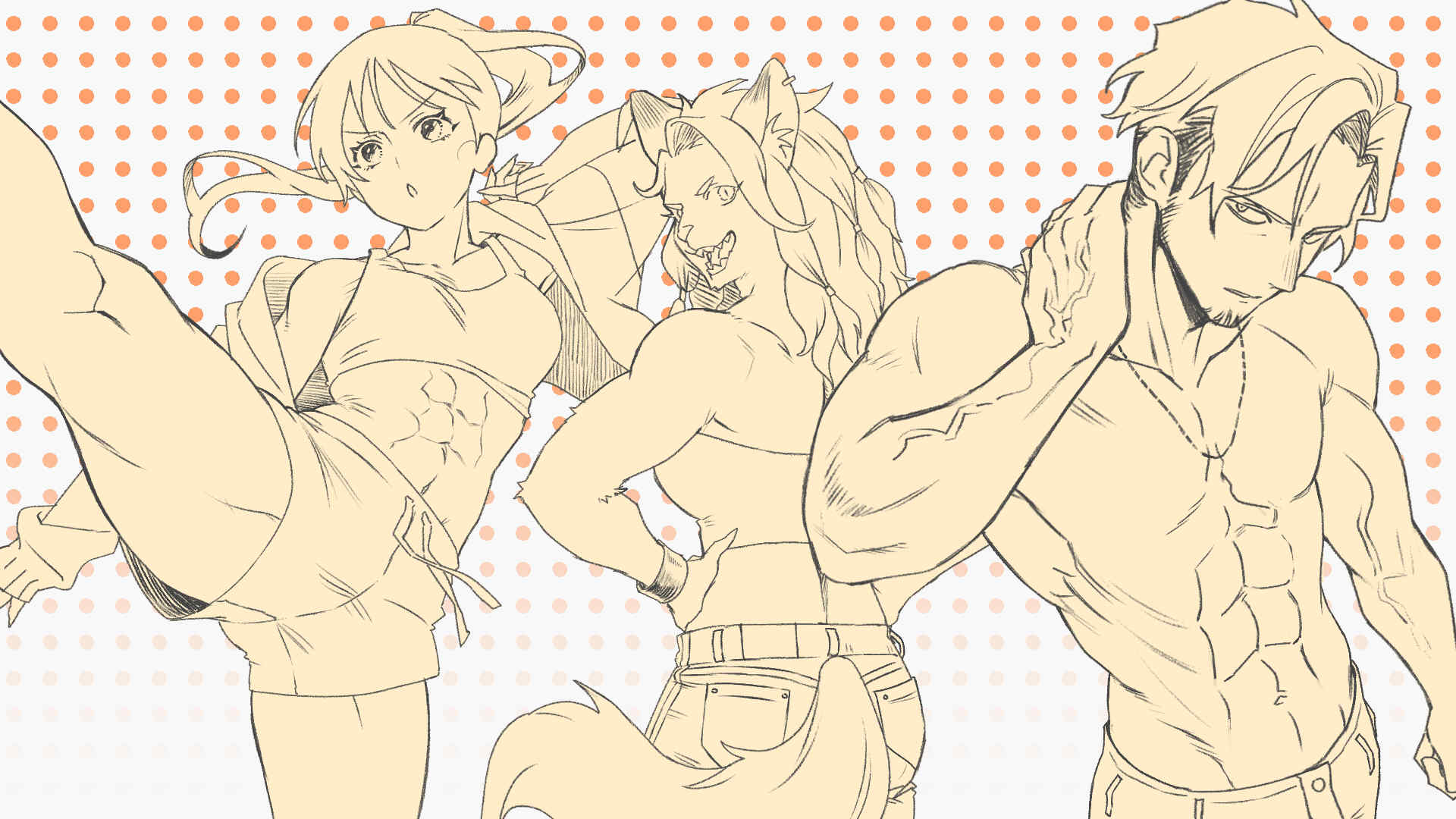 筋肉のある色々なキャラクター