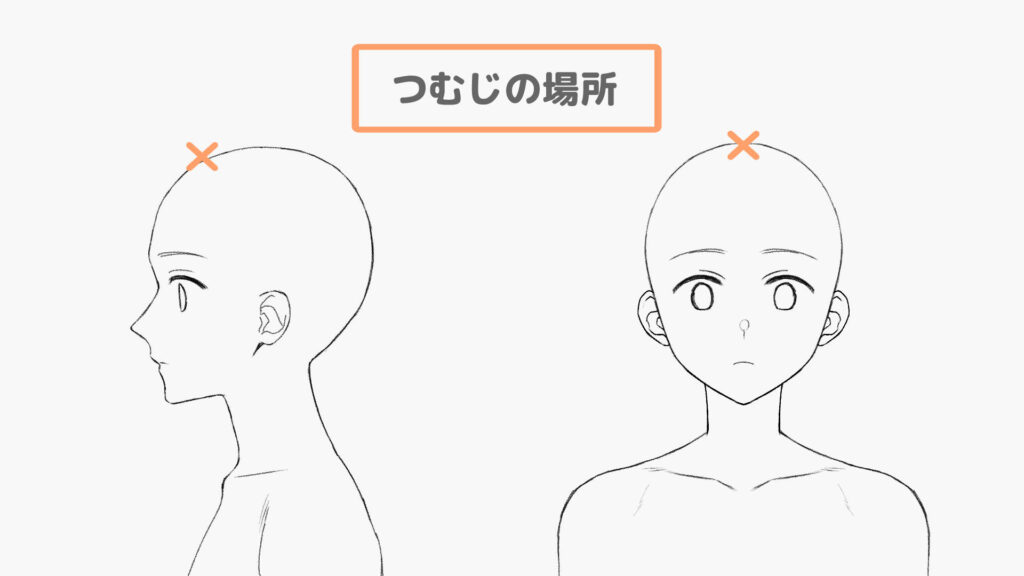 つむじの場所をきめる説明画像