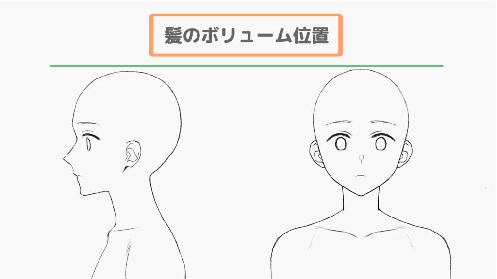 髪のボリューム位置決定の説明画像