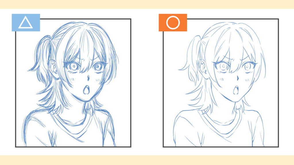 下書きの線を整理した例