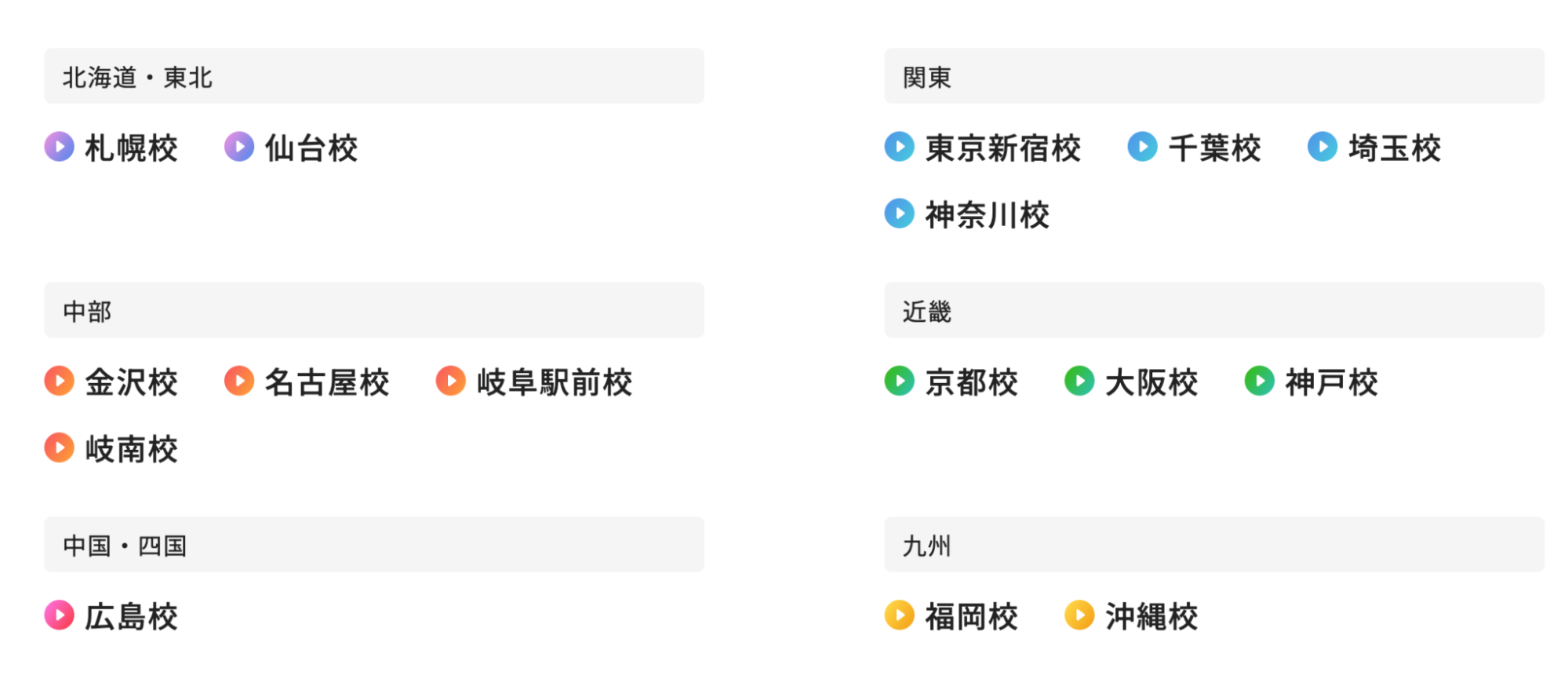 egacoのスクール一覧