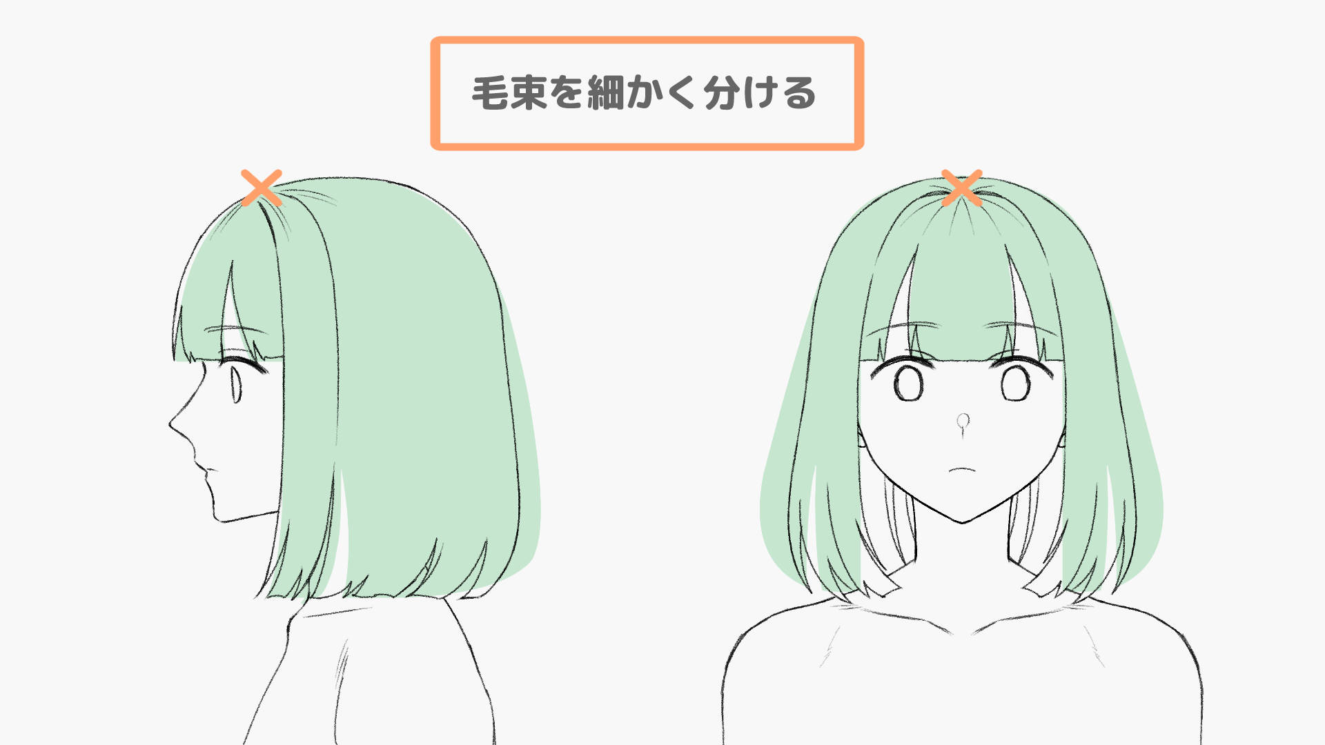 毛束を細かくわけた説明画像