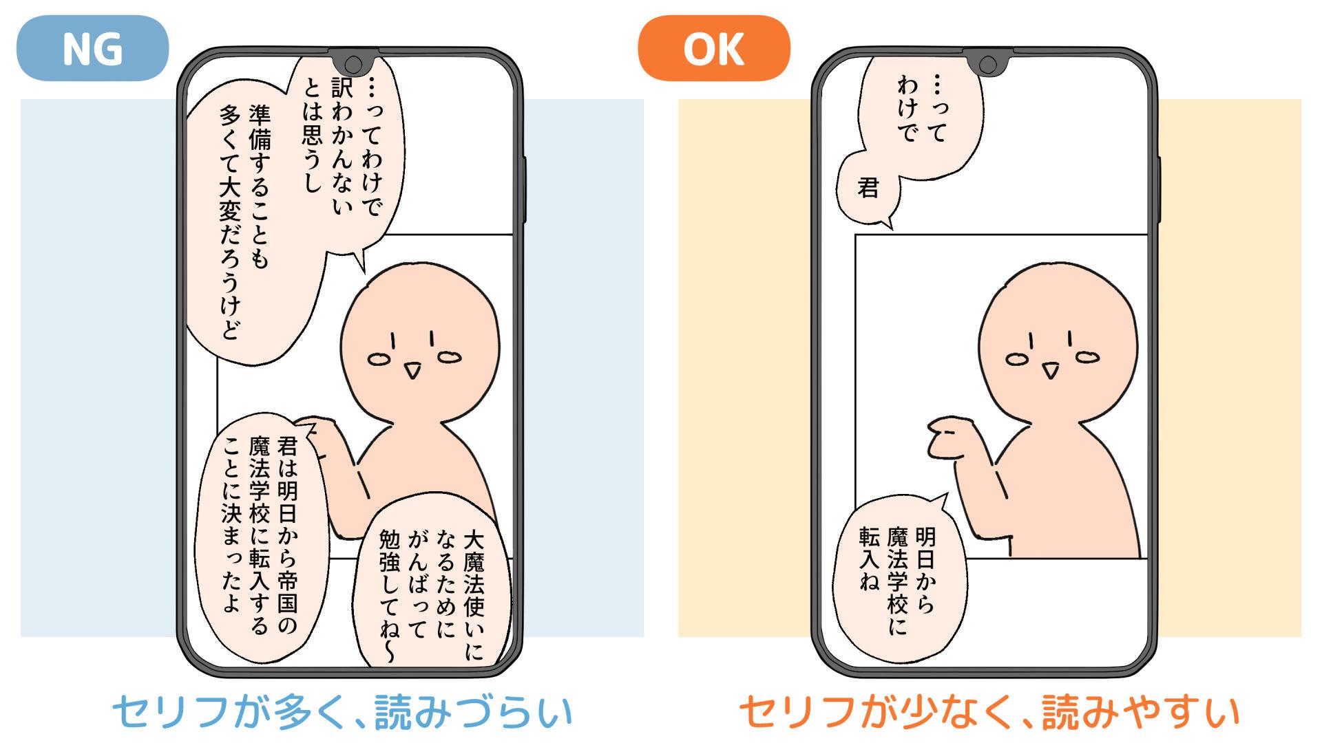 セリフ数は1スクロールに1～3個（手順画像 10）