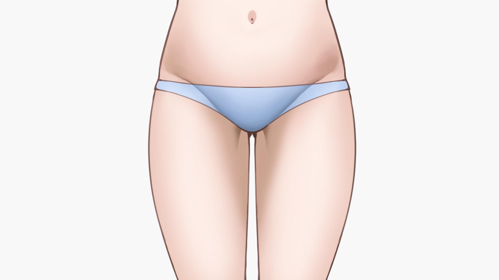 ②太ももの構造に合わせて2影を入れよう（手順画像 13）