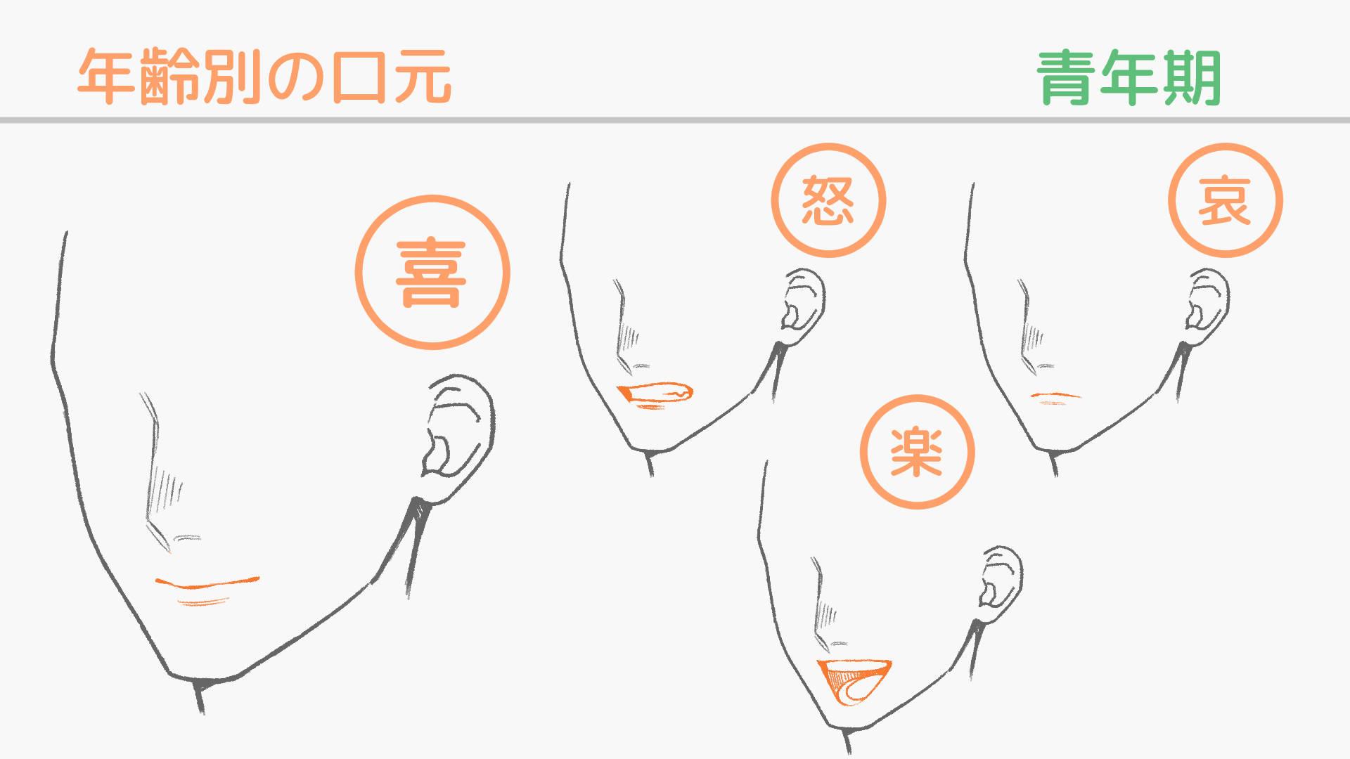 青年期の引き締まった口元(手順画像 15)